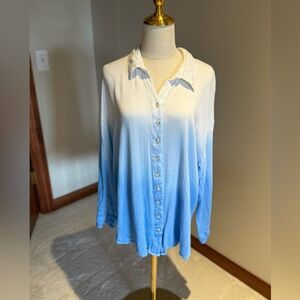 DAVI & DANI Blue and White Gradient Button-Down Shirt